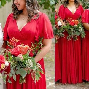 David’s Bridal Red Formal Dress / Bridesmaid or Wedding Guest Dress - Size 14